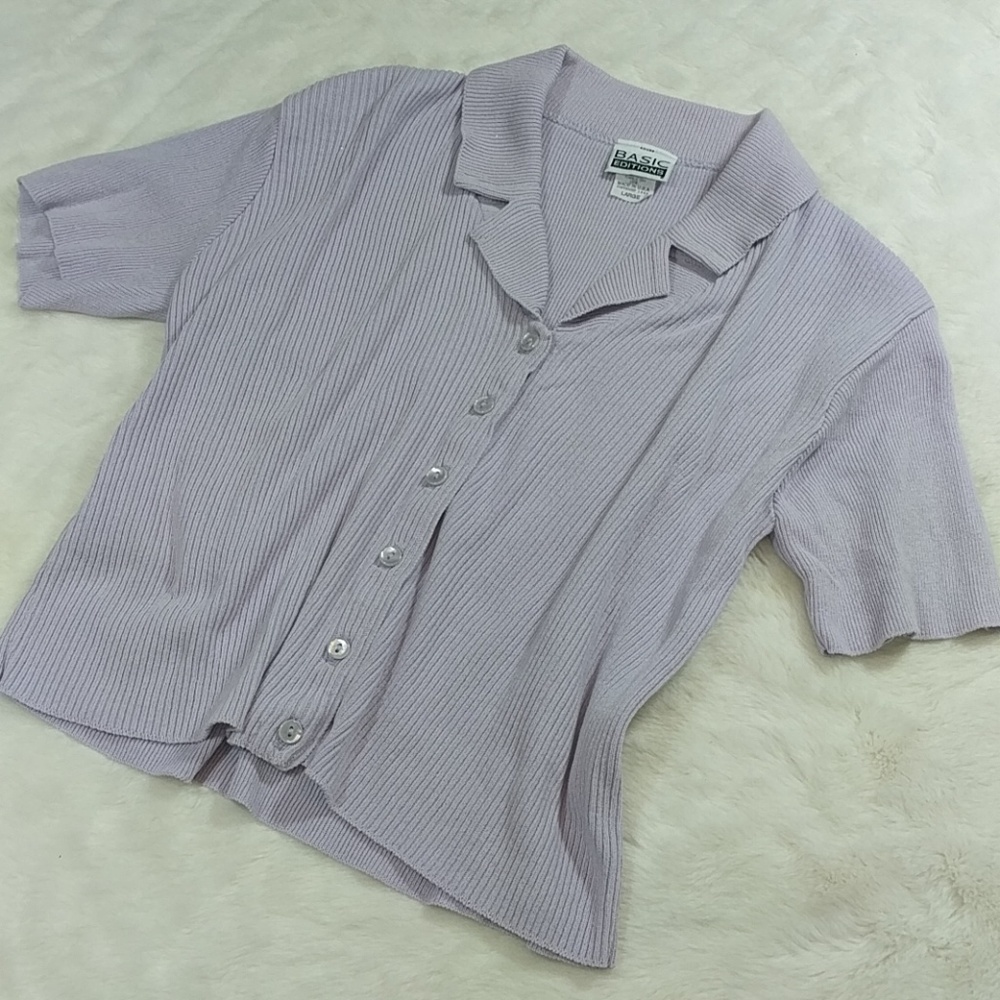 Tomboy cute VTG 90s cropped button up knit top